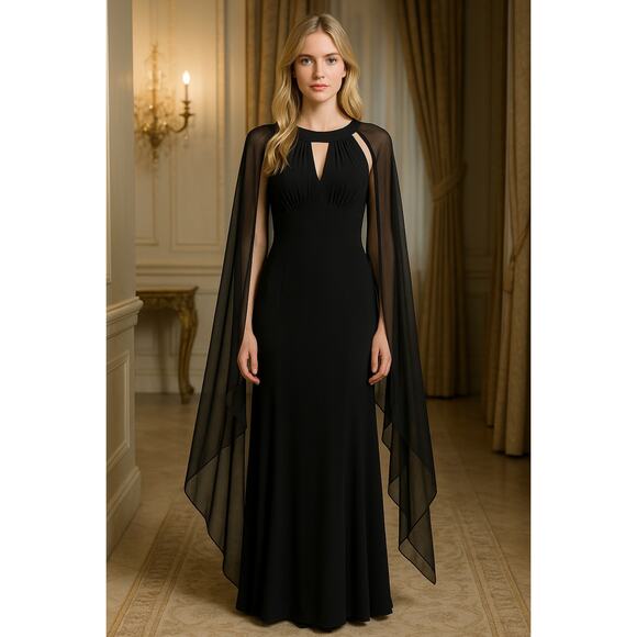 Adrianna Papell Cape Dress- Size 8 - Picture 1 of 16